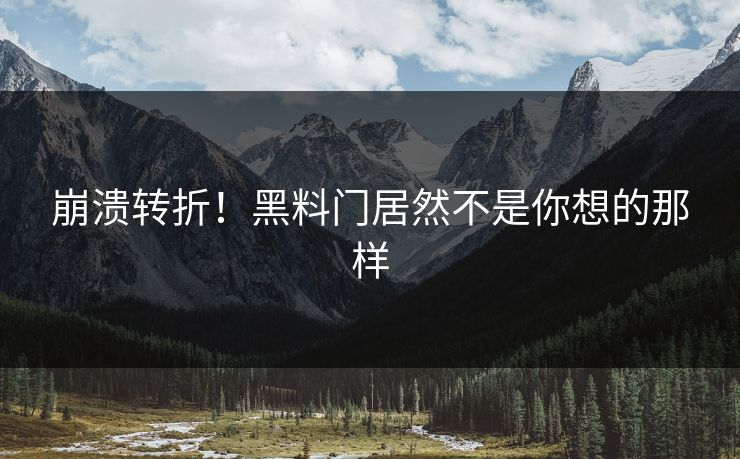 崩溃转折！黑料门居然不是你想的那样