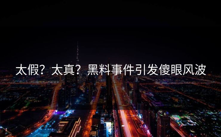 太假？太真？黑料事件引发傻眼风波