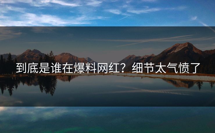 到底是谁在爆料网红？细节太气愤了