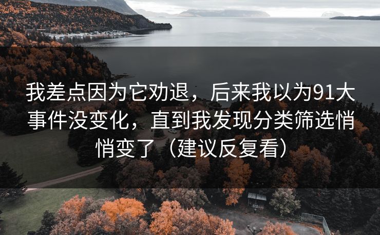 我差点因为它劝退，后来我以为91大事件没变化，直到我发现分类筛选悄悄变了（建议反复看）