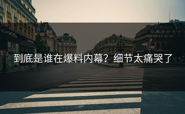 到底是谁在爆料内幕？细节太痛哭了