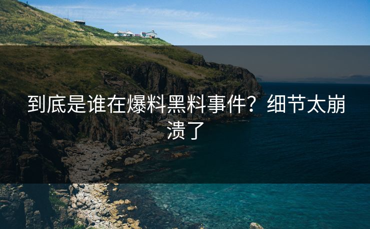 到底是谁在爆料黑料事件？细节太崩溃了