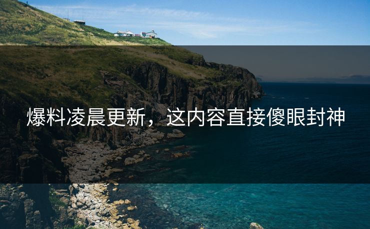 爆料凌晨更新，这内容直接傻眼封神