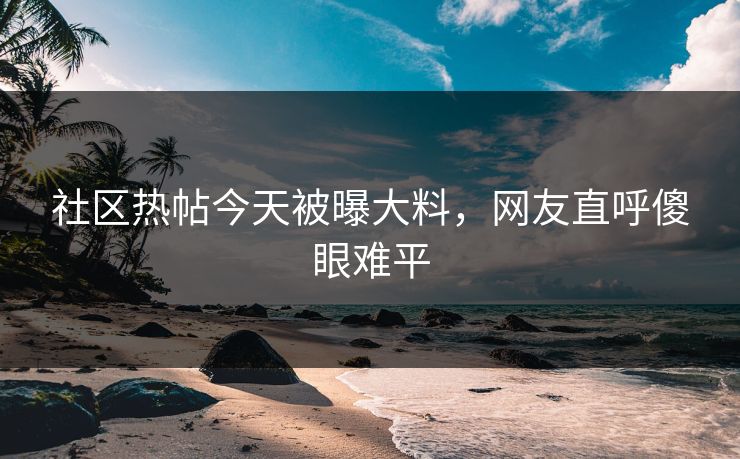 社区热帖今天被曝大料，网友直呼傻眼难平
