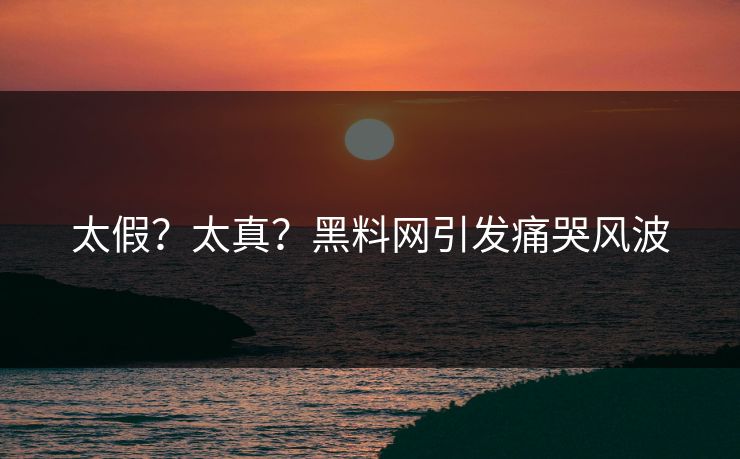 太假？太真？黑料网引发痛哭风波