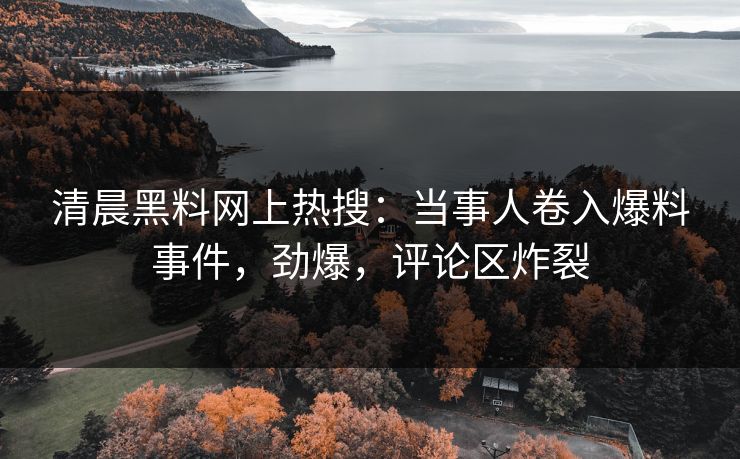 清晨黑料网上热搜：当事人卷入爆料事件，劲爆，评论区炸裂