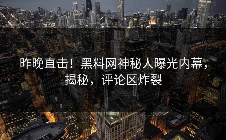 昨晚直击！黑料网神秘人曝光内幕，揭秘，评论区炸裂