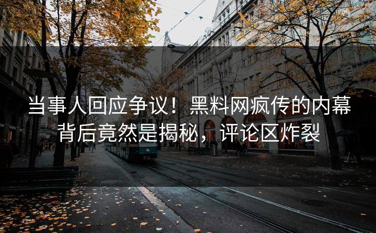 当事人回应争议！黑料网疯传的内幕背后竟然是揭秘，评论区炸裂