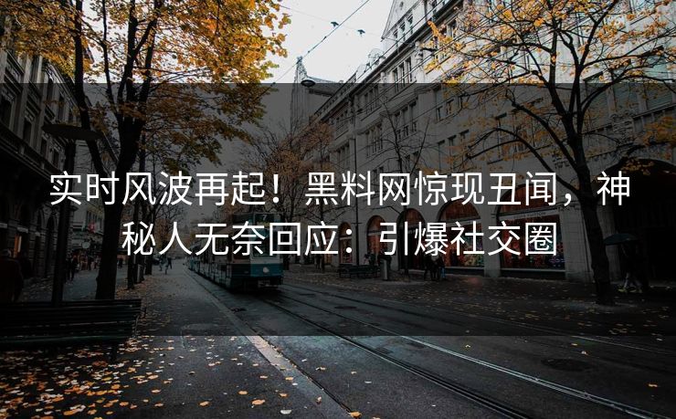 实时风波再起！黑料网惊现丑闻，神秘人无奈回应：引爆社交圈