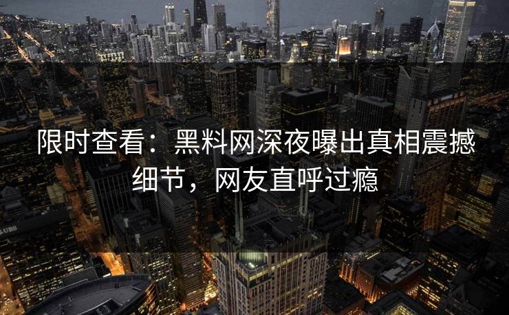 限时查看：黑料网深夜曝出真相震撼细节，网友直呼过瘾