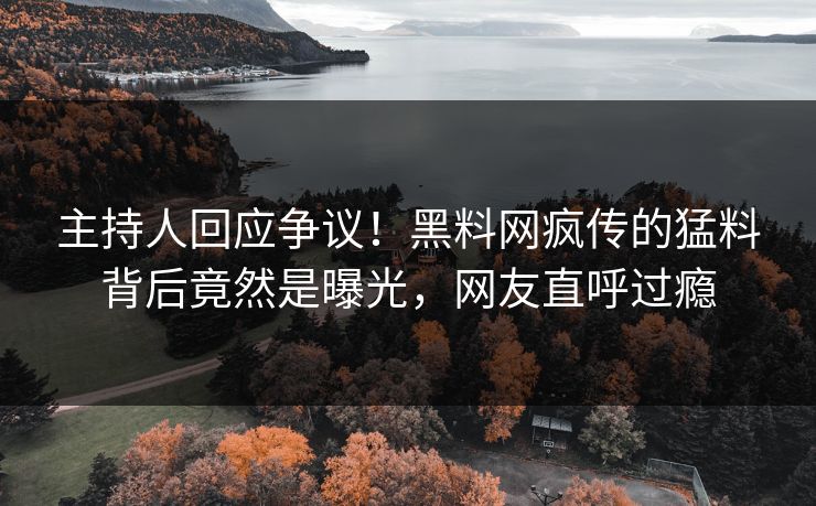 主持人回应争议！黑料网疯传的猛料背后竟然是曝光，网友直呼过瘾