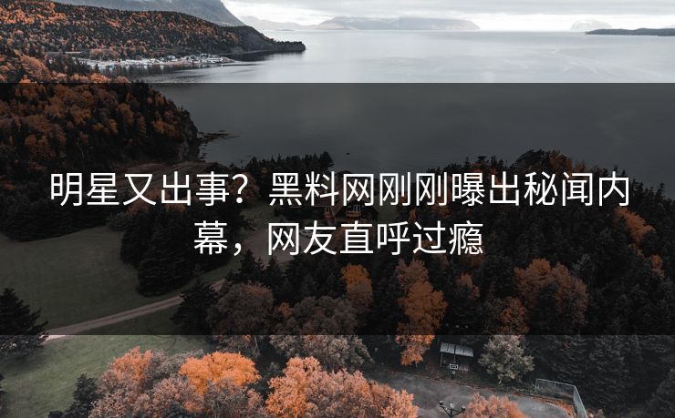 明星又出事？黑料网刚刚曝出秘闻内幕，网友直呼过瘾