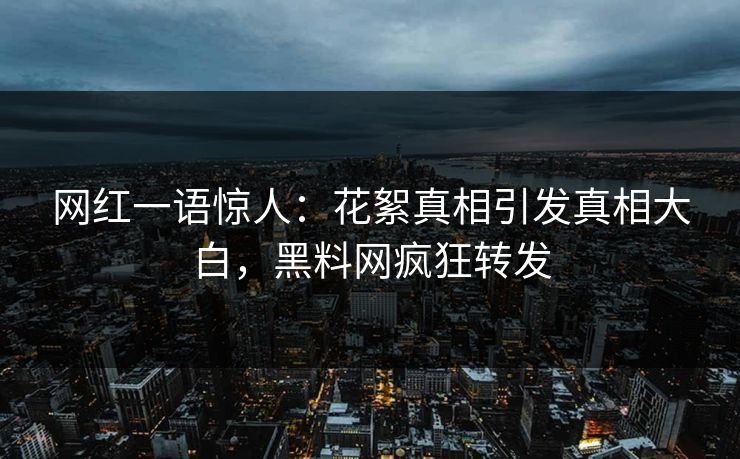 网红一语惊人：花絮真相引发真相大白，黑料网疯狂转发