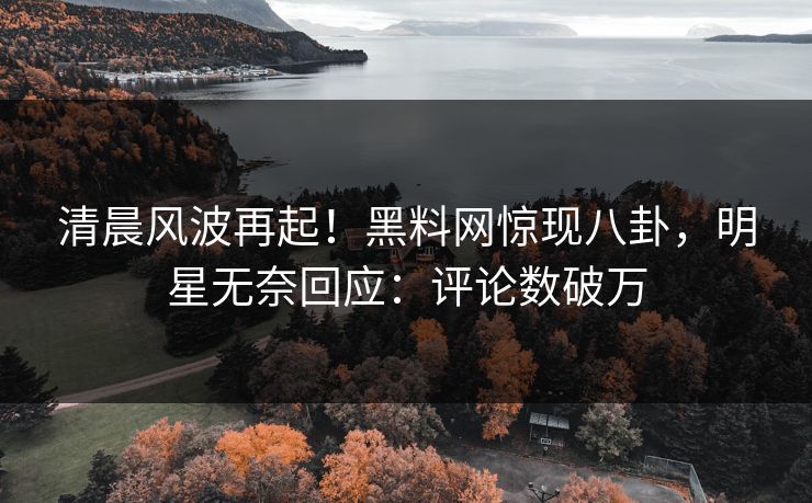 清晨风波再起！黑料网惊现八卦，明星无奈回应：评论数破万