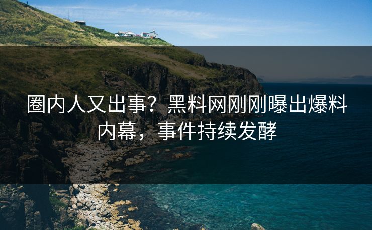 圈内人又出事？黑料网刚刚曝出爆料内幕，事件持续发酵