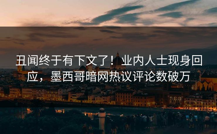 丑闻终于有下文了！业内人士现身回应，墨西哥暗网热议评论数破万