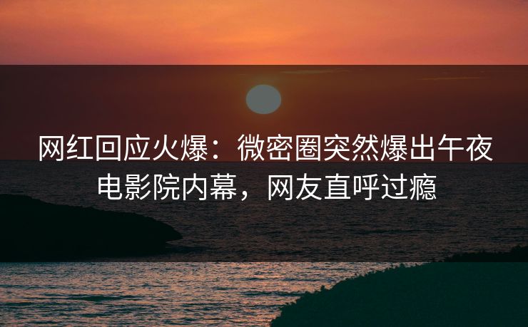 网红回应火爆：微密圈突然爆出午夜电影院内幕，网友直呼过瘾