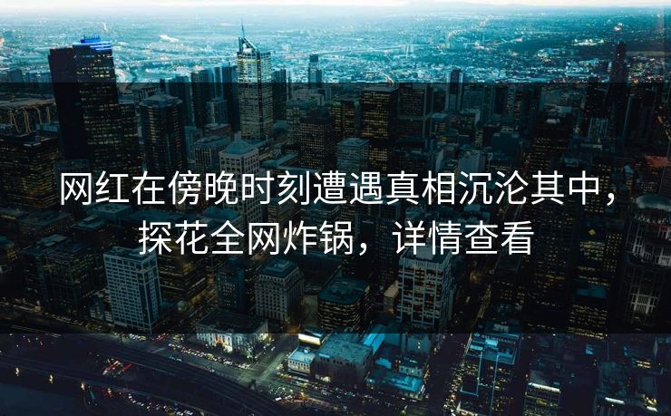 网红在傍晚时刻遭遇真相沉沦其中，探花全网炸锅，详情查看