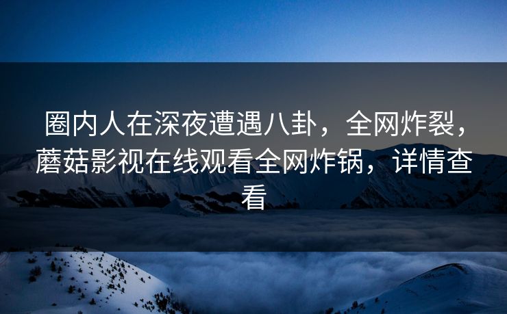 圈内人在深夜遭遇八卦，全网炸裂，蘑菇影视在线观看全网炸锅，详情查看