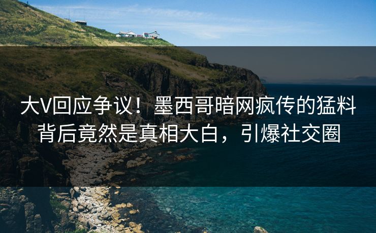 大V回应争议！墨西哥暗网疯传的猛料背后竟然是真相大白，引爆社交圈