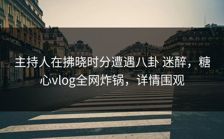 主持人在拂晓时分遭遇八卦 迷醉，糖心vlog全网炸锅，详情围观